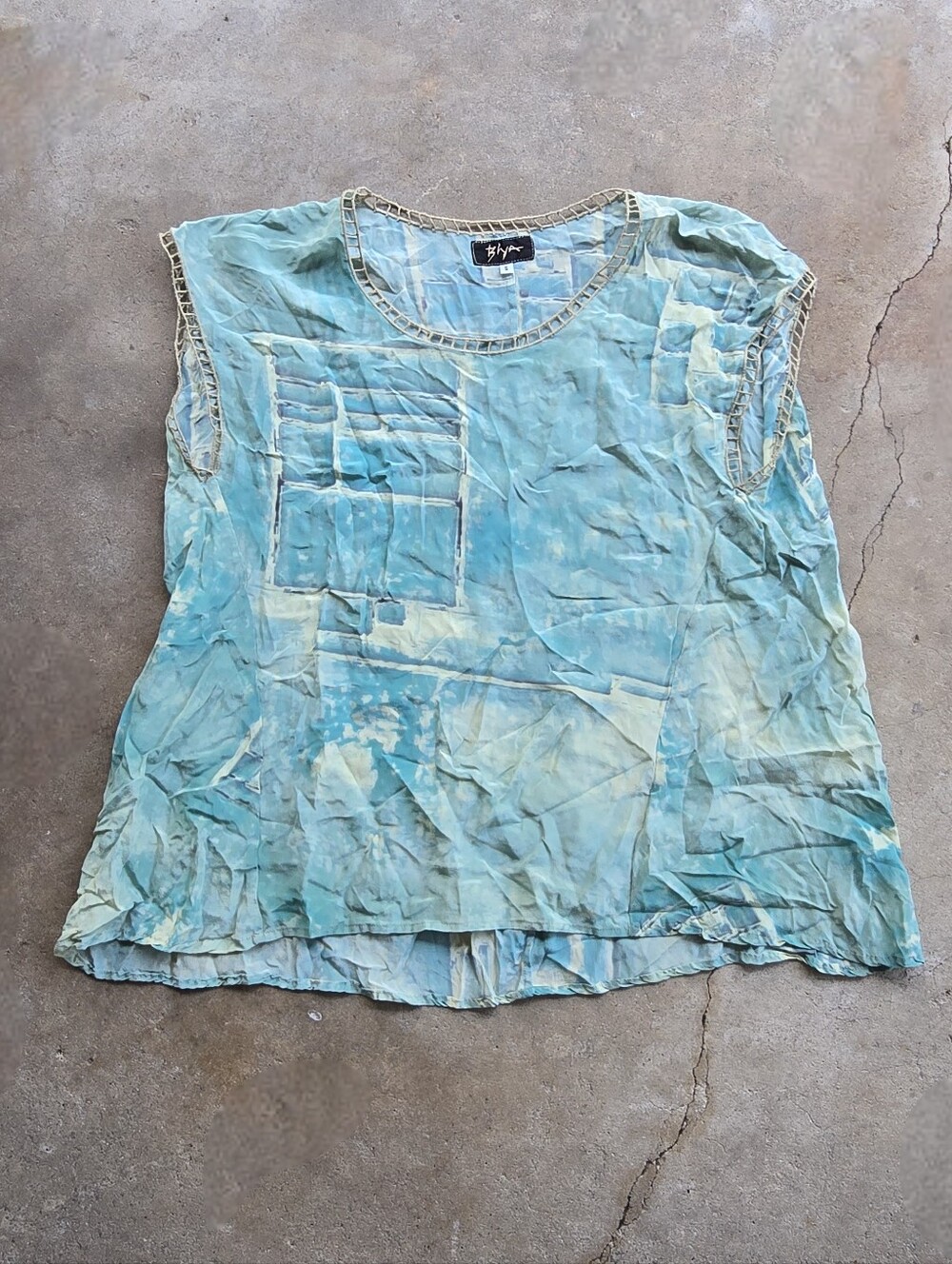 Biya Johnny Was Blouse Womens Small Pattern Silk teal Top
